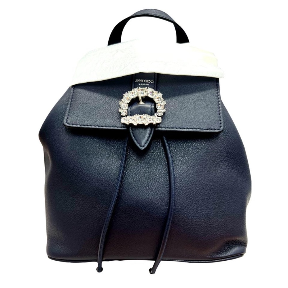 NWT Jimmy Choo Cheri Backpack Crystal Embellished, NAVY, Medium, Adjust…